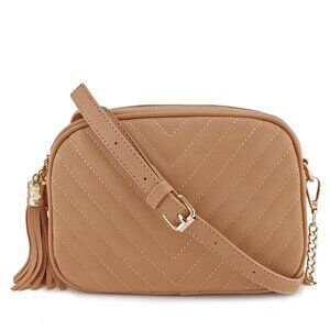 3252 Simple Shoulder Crossbody Bag With Metal Chain Strap And Tassel Top
